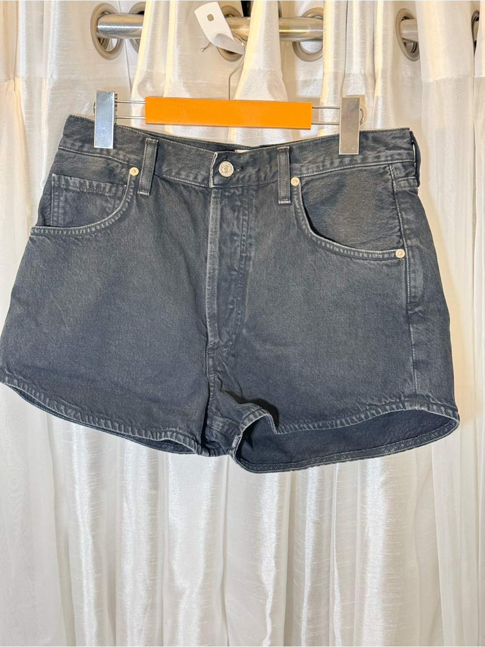 Citizens Of Humanity Dark Gray/Black High-Rise Denim Shorts